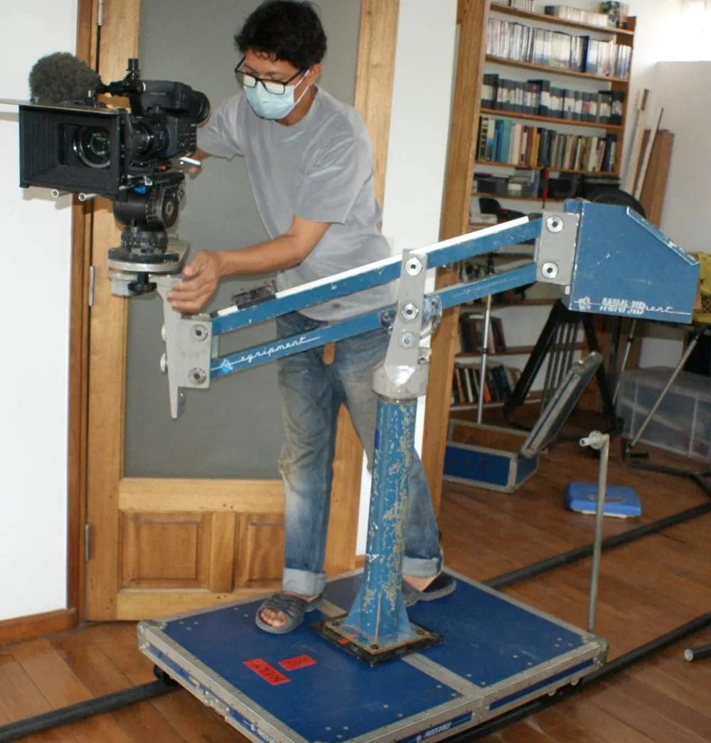 Camera operator on a camera crane
