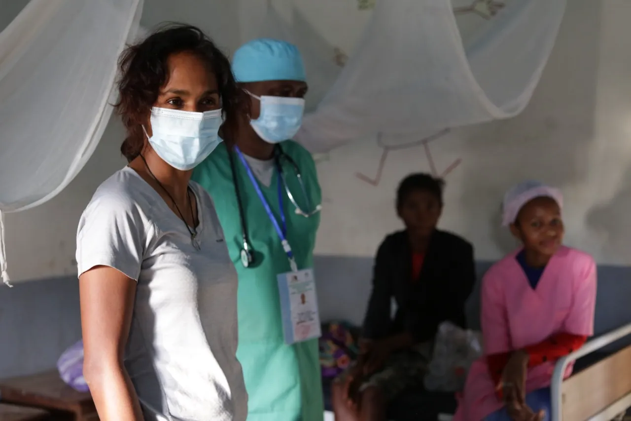 Documentary shoot in a hospital ward in Madagascar