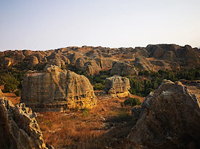 Sandstone rocks at sunset in Isalo National Park